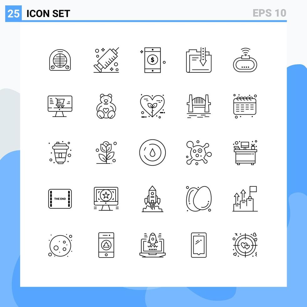 reeks van 25 modern ui pictogrammen symbolen tekens voor Wifi apparaat dollar het dossier gegevens bewerkbare vector ontwerp elementen