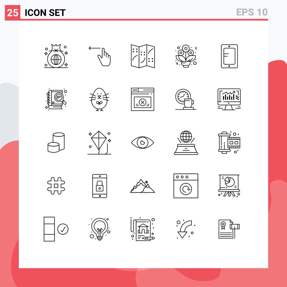 25 thematisch vector lijnen en bewerkbare symbolen van studie mobiel links rozen boeket bewerkbare vector ontwerp elementen