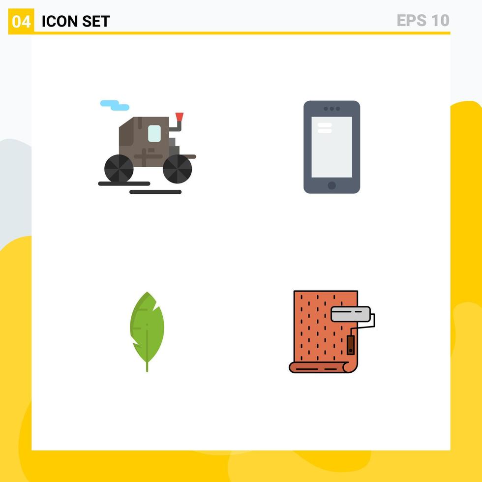 mobiel koppel vlak icoon reeks van 4 pictogrammen van paard getrokken voertuig inkt telefoon huawei verf bewerkbare vector ontwerp elementen