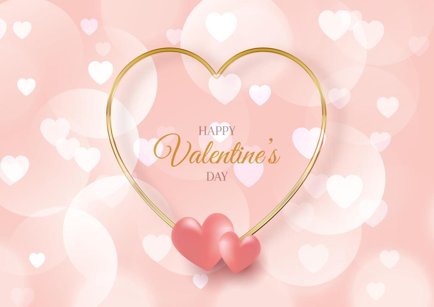 Valentijnsdag achtergrond met hartjes en bokeh lichten vector