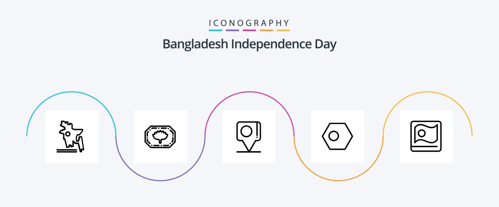 Bangladesh onafhankelijkheid dag lijn 5 icoon pak inclusief aziatisch. bangladesh. vlag. vlag. Bangladesh vector