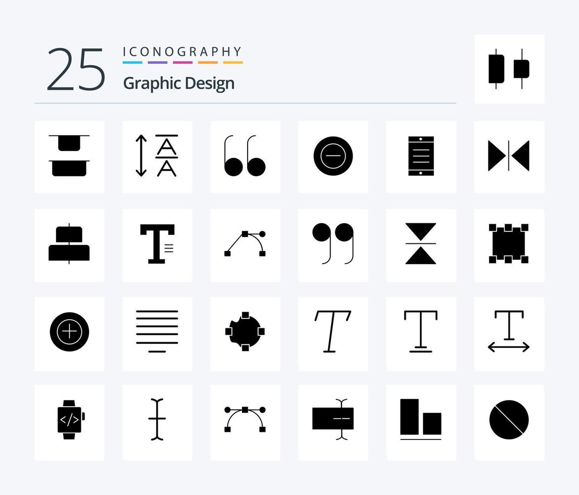 ontwerp 25 solide glyph icoon pak inclusief centrum. spiegel. toevoegen. horizontaal. tekst vector