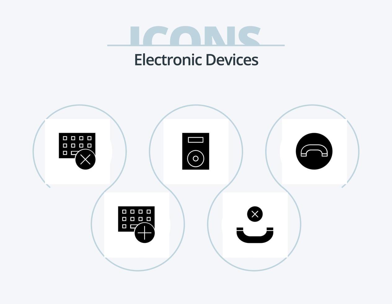 apparaten glyph icoon pak 5 icoon ontwerp. draaitafel. producten. computers. elektronica. toetsenbord vector