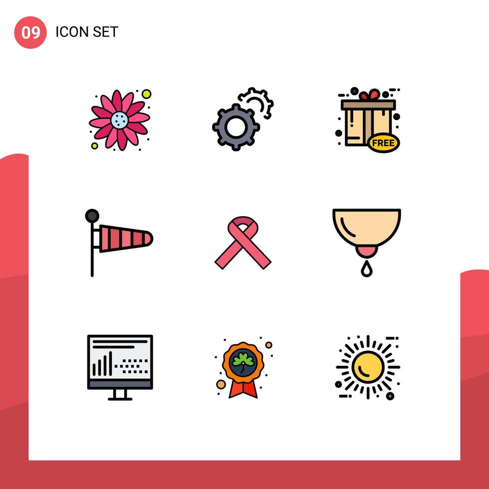 9 gebruiker koppel gevulde lijn vlak kleur pak van modern tekens en symbolen van medisch AIDS vrij lint weer bewerkbare vector ontwerp elementen