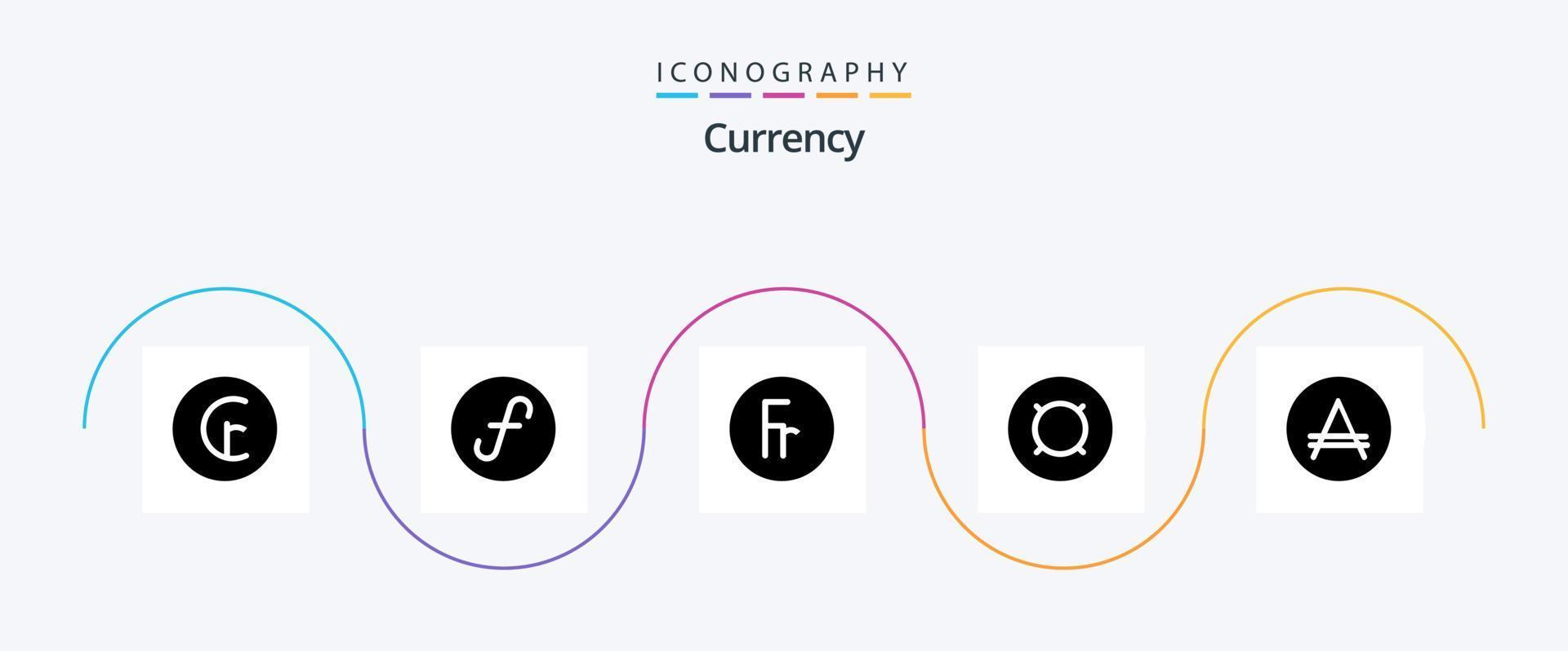 valuta glyph 5 icoon pak inclusief geld . bank . buitenlands. uitwisseling vector