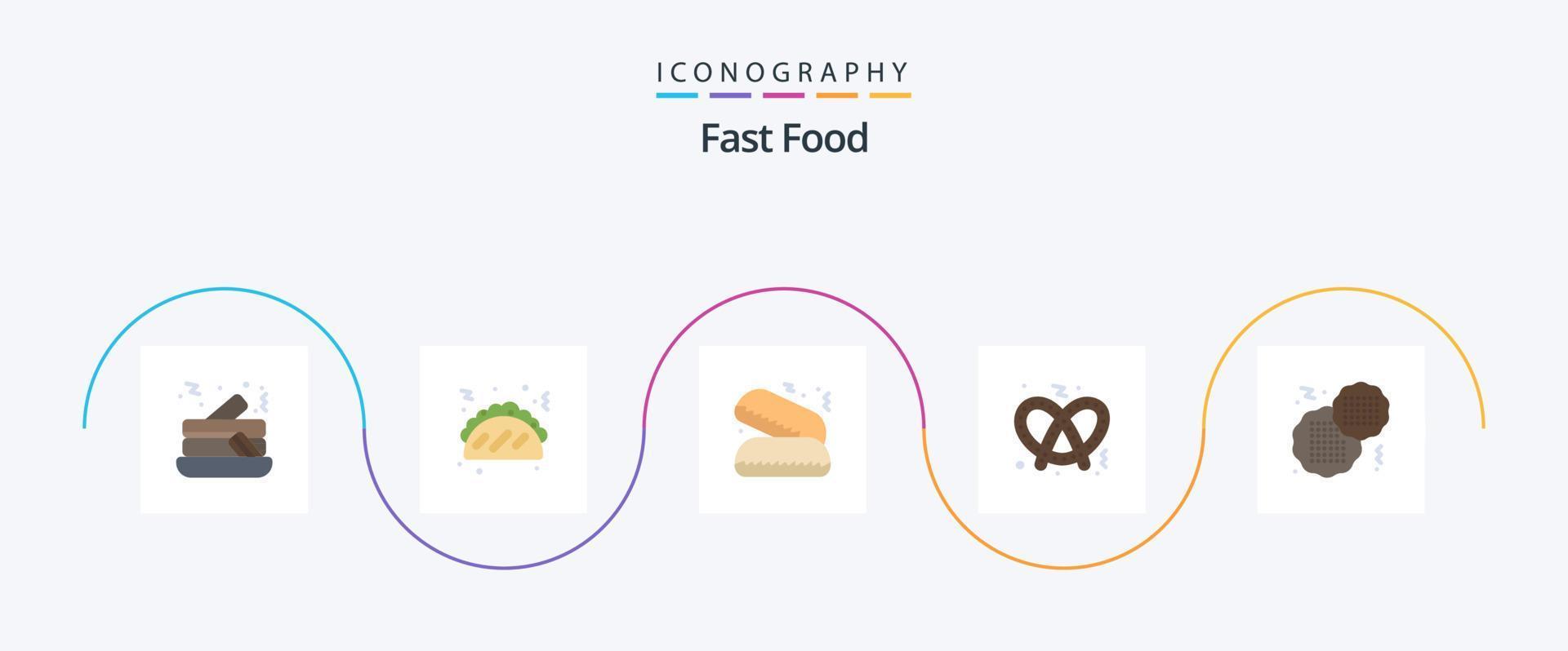 snel voedsel vlak 5 icoon pak inclusief . taart. snel. biscuit vector
