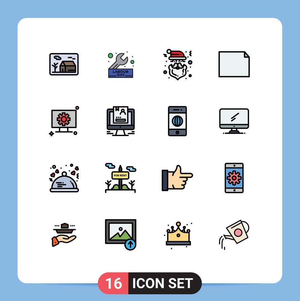16 universeel vlak kleur gevulde lijnen reeks voor web en mobiel toepassingen computer het dossier reparatie document de kerstman bewerkbare creatief vector ontwerp elementen