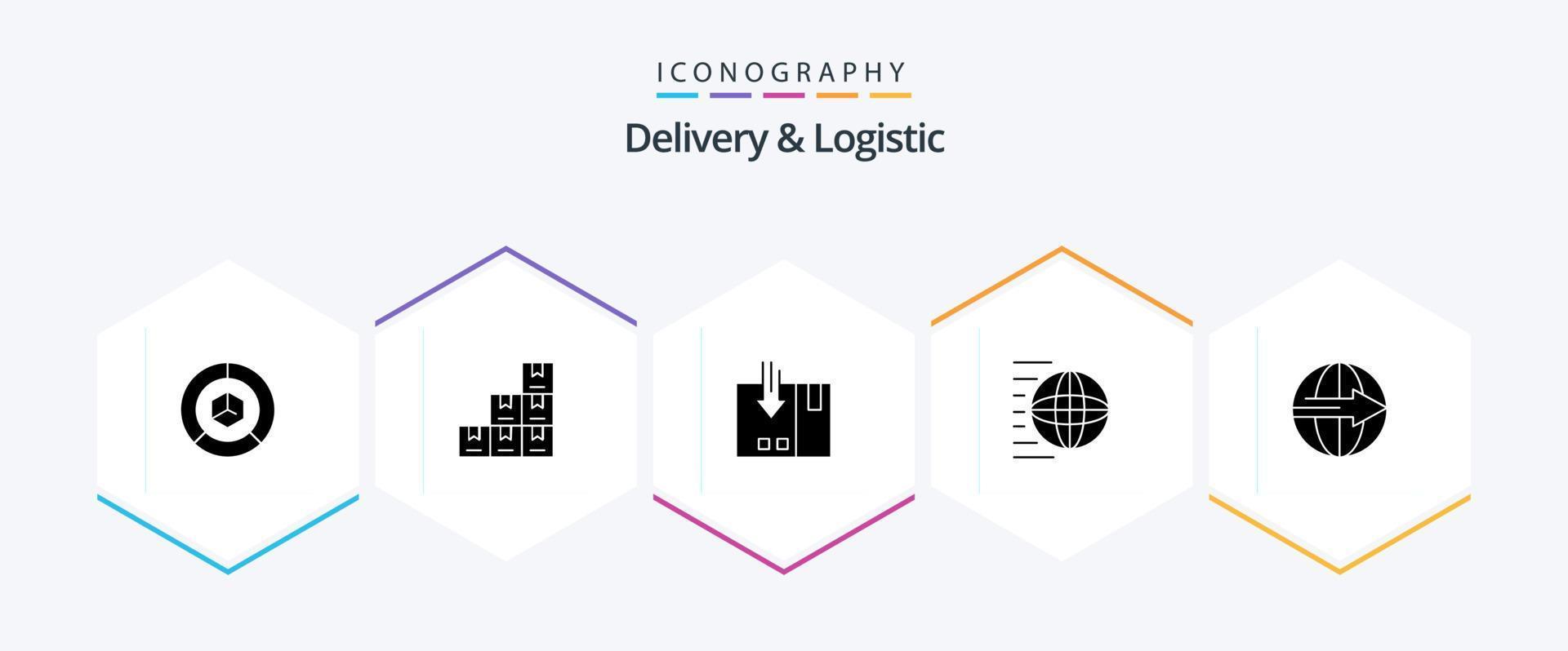 levering en logistiek 25 glyph icoon pak inclusief winkelen. logistiek. levering. inpakken vector