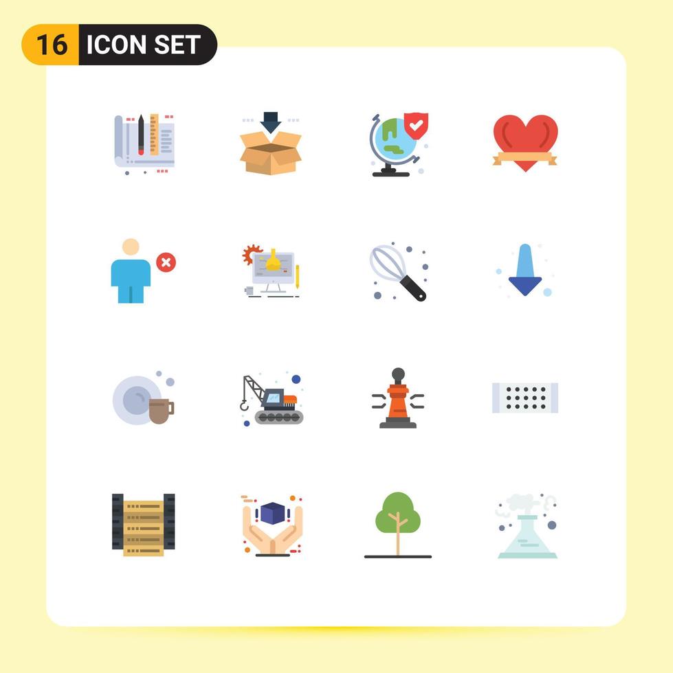 mobiel koppel vlak kleur reeks van 16 pictogrammen van lichaam romantisch opslaan liefde schild bewerkbare pak van creatief vector ontwerp elementen