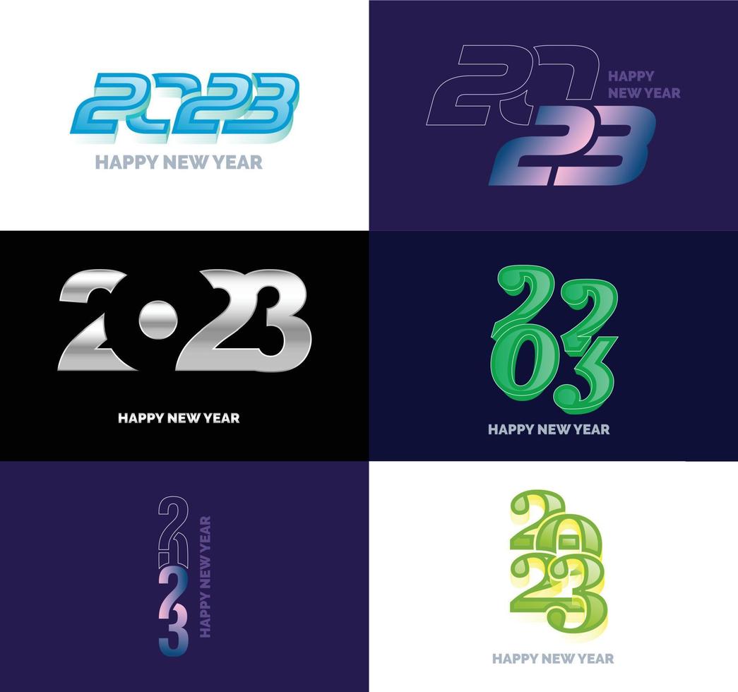 groot reeks van 2023 gelukkig nieuw jaar logo tekst ontwerp 2023 aantal ontwerp sjabloon vector