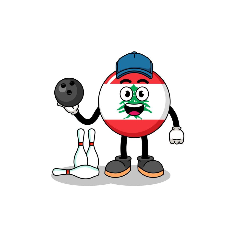 mascotte van Libanon vlag net zo een bowling speler vector