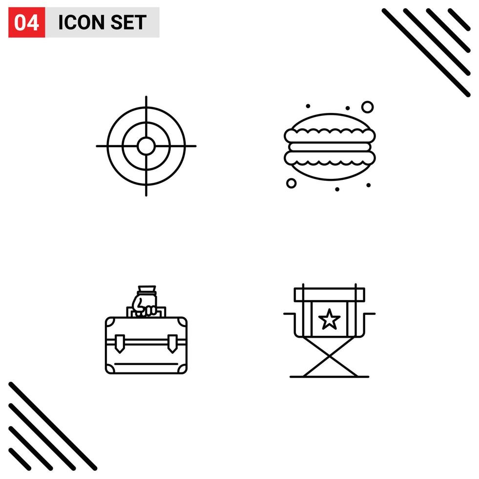 lijn pak van 4 universeel symbolen van doel geval cafe voedsel stoel bewerkbare vector ontwerp elementen