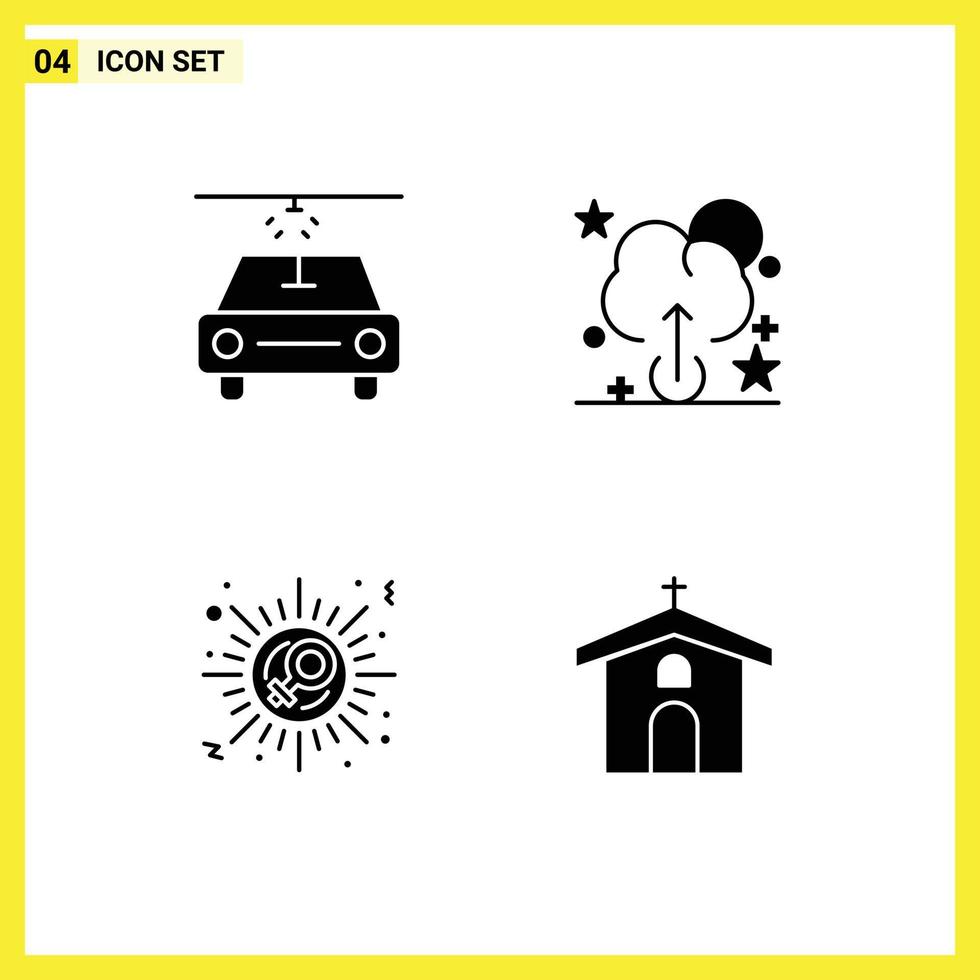 modern reeks van solide glyphs pictogram van auto viering uploaden vrouw kruis bewerkbare vector ontwerp elementen