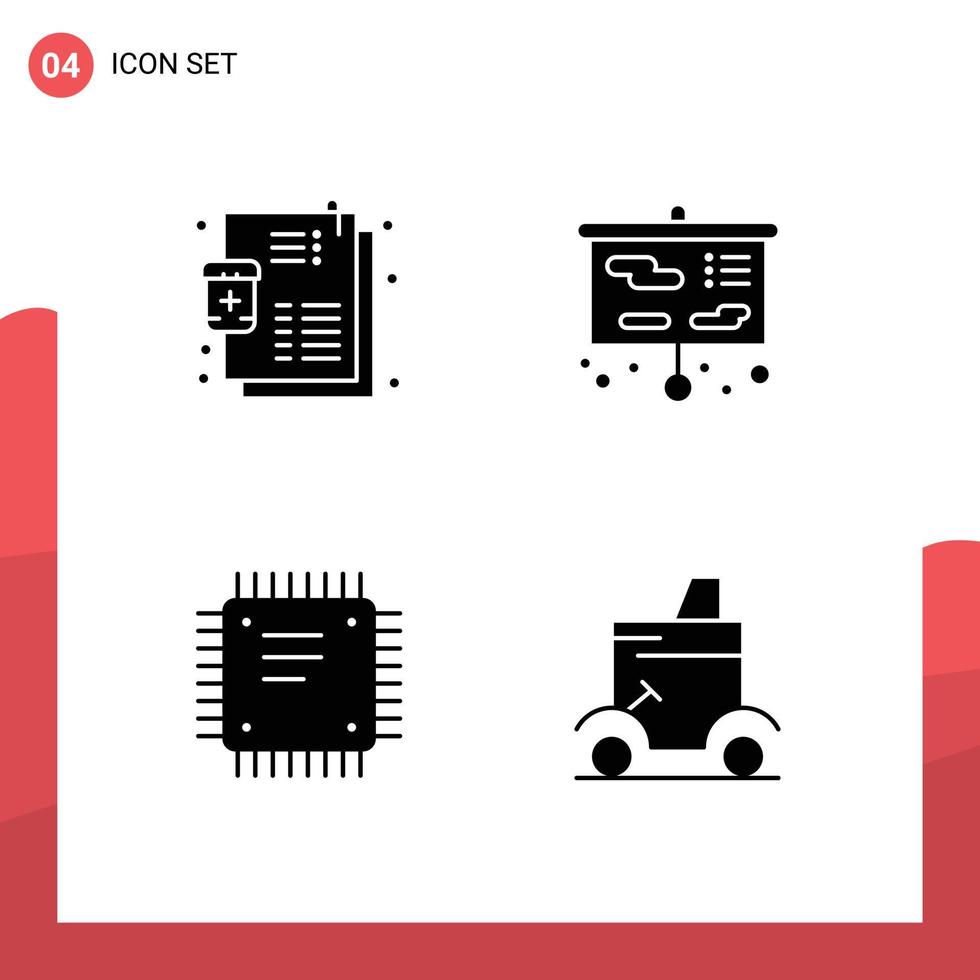 groep van modern solide glyphs reeks voor ziekte stroomkring bord recept school- moederbord bewerkbare vector ontwerp elementen