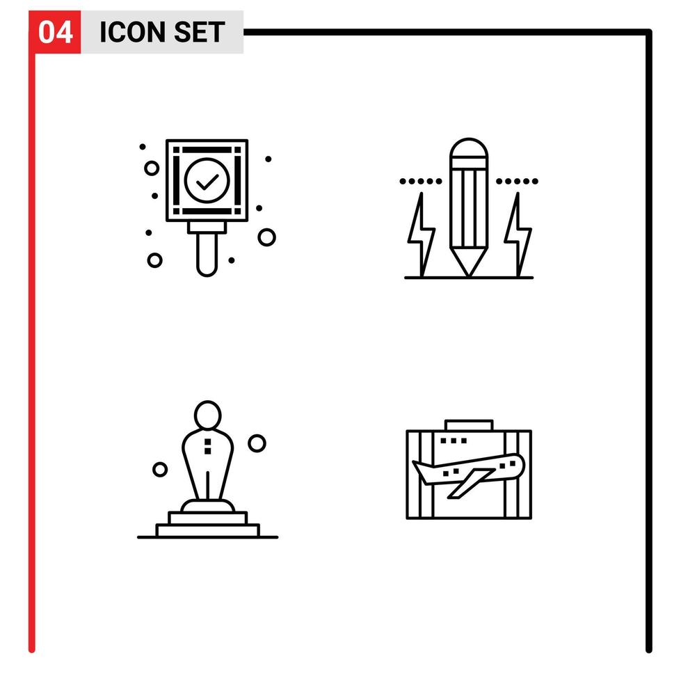 4 universeel lijn tekens symbolen van controleren bioscoop label Bewerk film bewerkbare vector ontwerp elementen