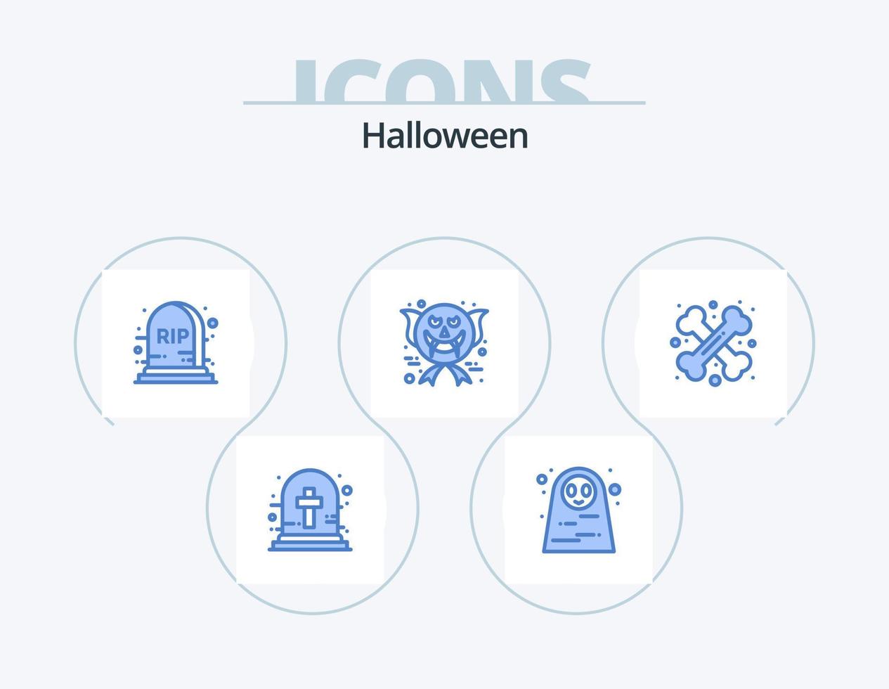 halloween blauw icoon pak 5 icoon ontwerp. gekruist. bot. halloween. halloween eng. gezicht vector