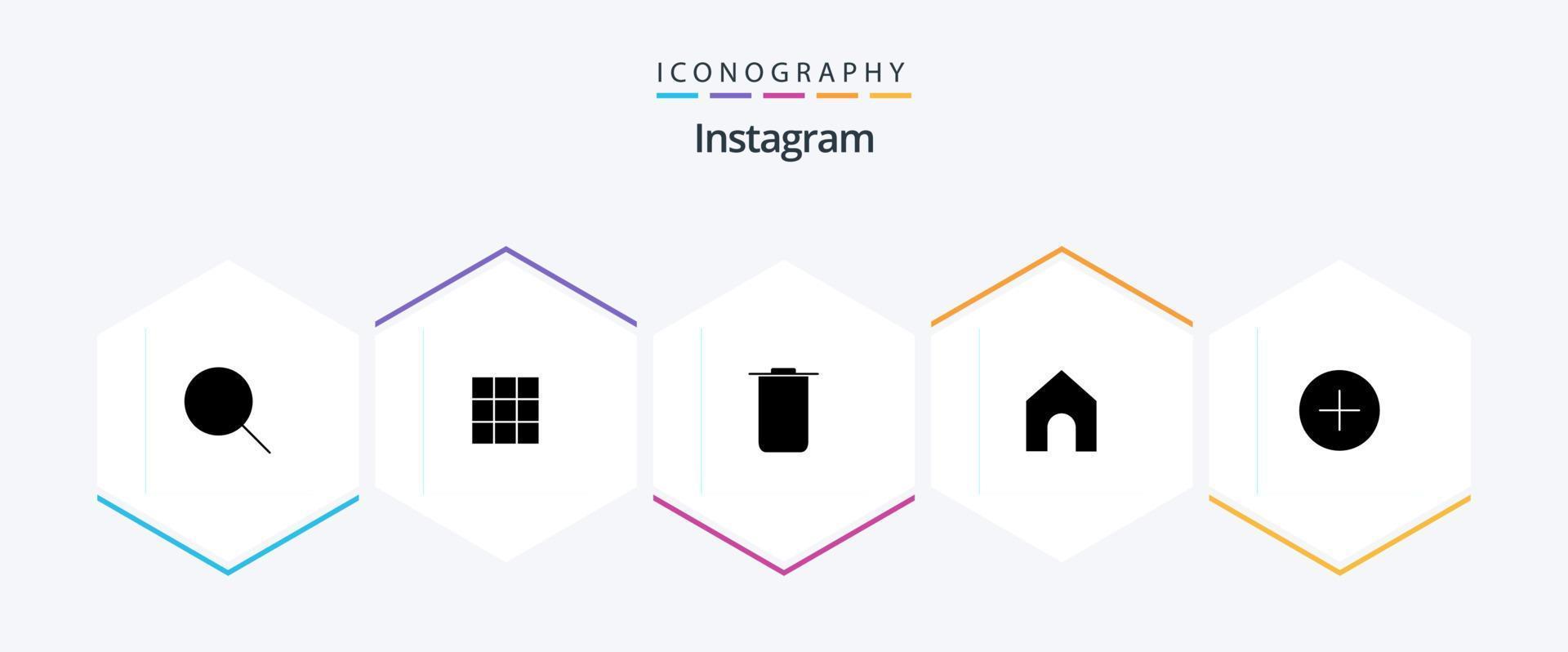instagram 25 glyph icoon pak inclusief . contact. stelt. toevoegen. koppel vector