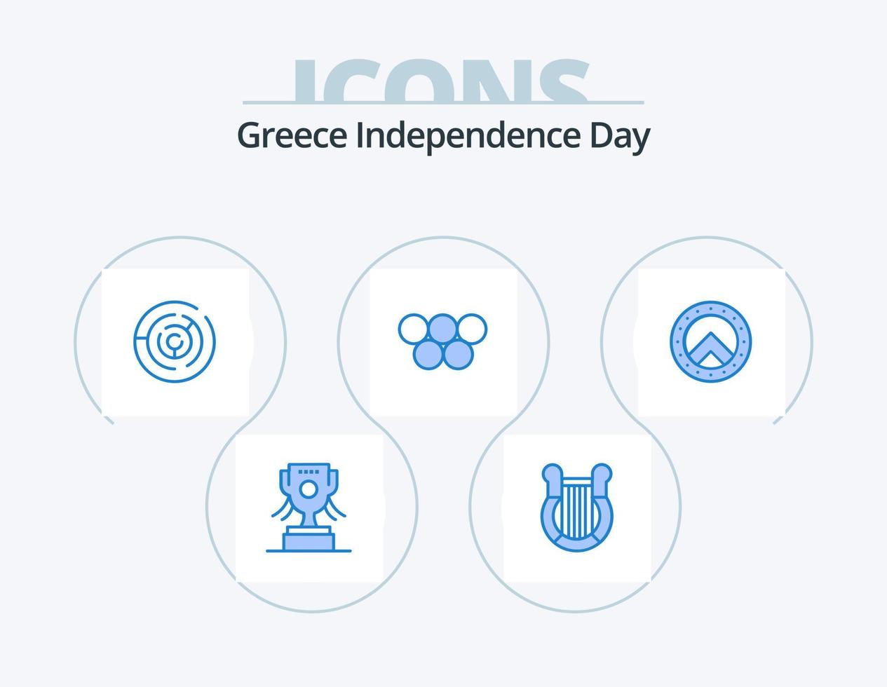 Griekenland onafhankelijkheid dag blauw icoon pak 5 icoon ontwerp. veiligheid. olympisch spellen. cirkel. Grieks. oude vector
