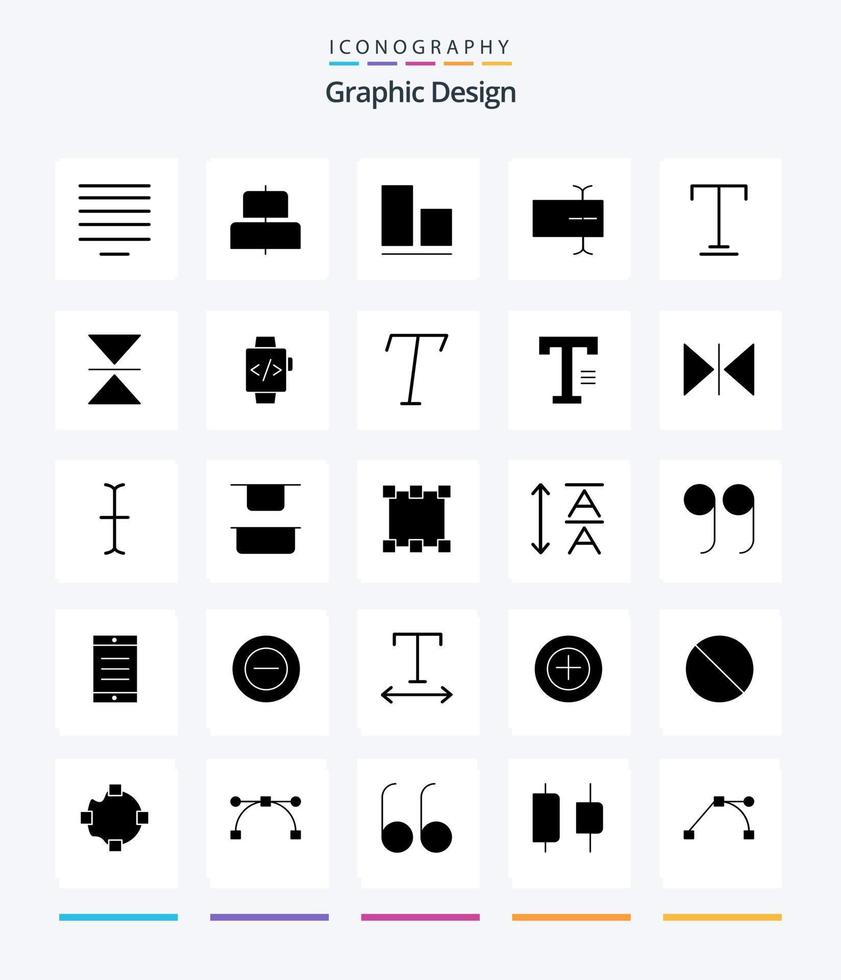 creatief ontwerp 25 glyph solide zwart icoon pak zo net zo verticaal. omdraaien. verticaal. onderstrepen. doopvont vector