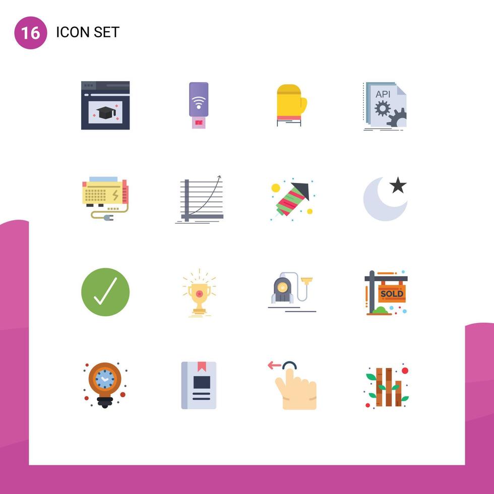 universeel icoon symbolen groep van 16 modern vlak kleuren van accu software magnetronoven ontwikkelaar app bewerkbare pak van creatief vector ontwerp elementen