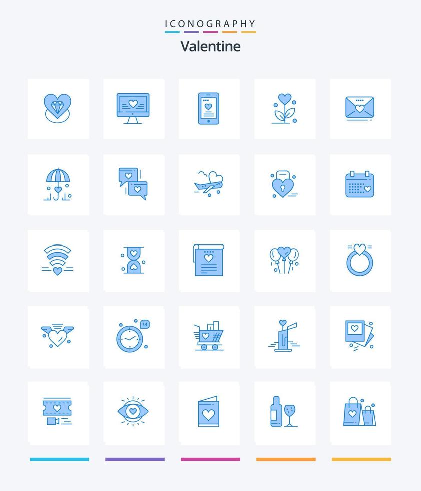 creatief Valentijn 25 blauw icoon pak zo net zo liefde. hart. cel. bruiloft. liefde vector