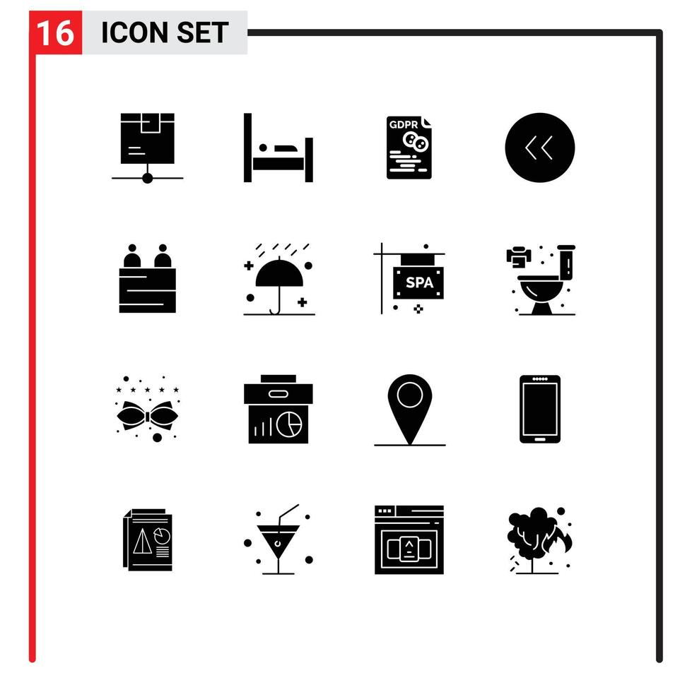 reeks van 16 modern ui pictogrammen symbolen tekens voor links terug slaap pijlen gdpr bewerkbare vector ontwerp elementen