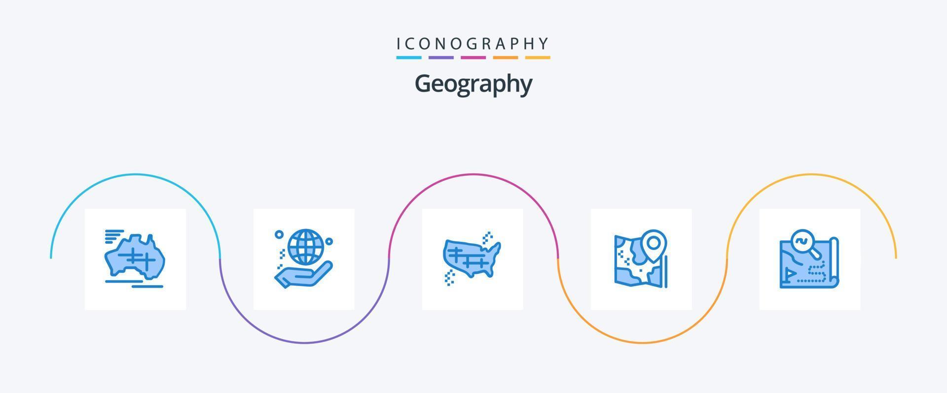 geo- grafisch blauw 5 icoon pak inclusief plaats. kaart. wereld. Amerika. Verenigde vector