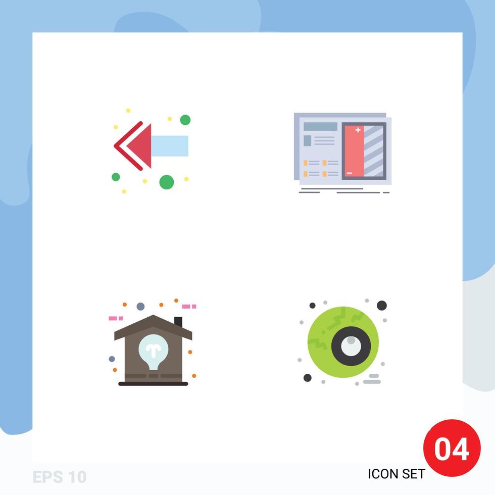 4 vlak icoon concept voor websites mobiel en apps pijl ontwerp blauwdruk plan idee bewerkbare vector ontwerp elementen