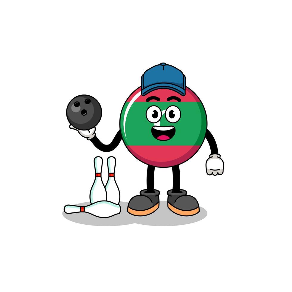 mascotte van Maldiven vlag net zo een bowling speler vector