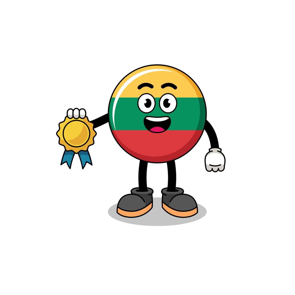 Litouwen vlag tekenfilm illustratie met tevredenheid gegarandeerd medaille vector