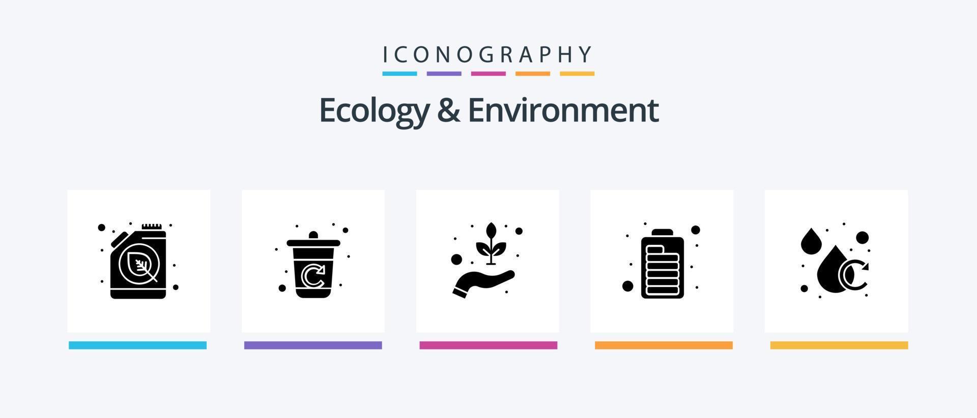 ecologie en milieu glyph 5 icoon pak inclusief circulatie. optimalisatie. omgeving. motor. accu. creatief pictogrammen ontwerp vector