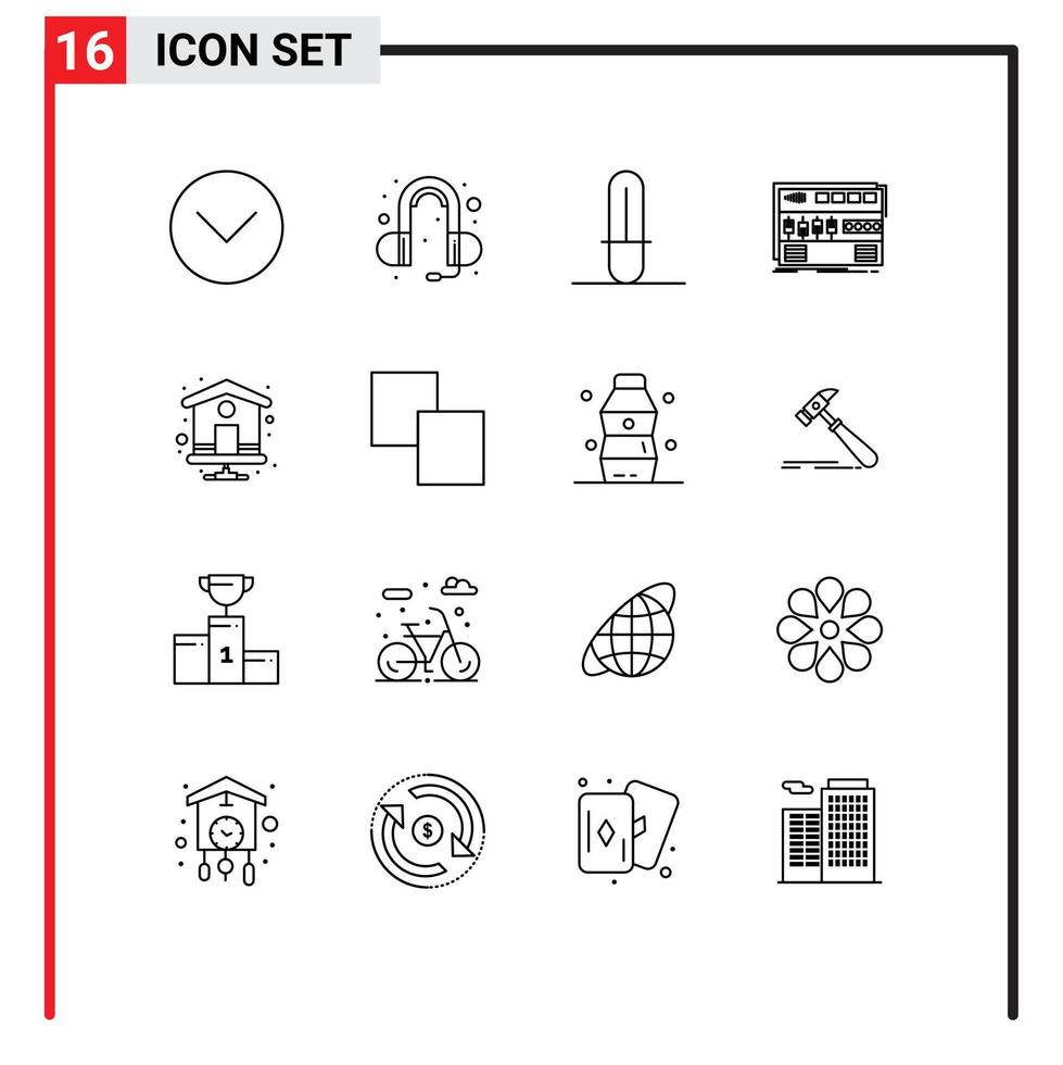 reeks van 16 modern ui pictogrammen symbolen tekens voor inhoudsopgave bladzijde huis ster oorlogen geluid module bewerkbare vector ontwerp elementen