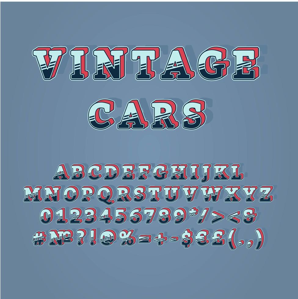 oldtimers koptekst vintage 3D-vector alfabet set vector