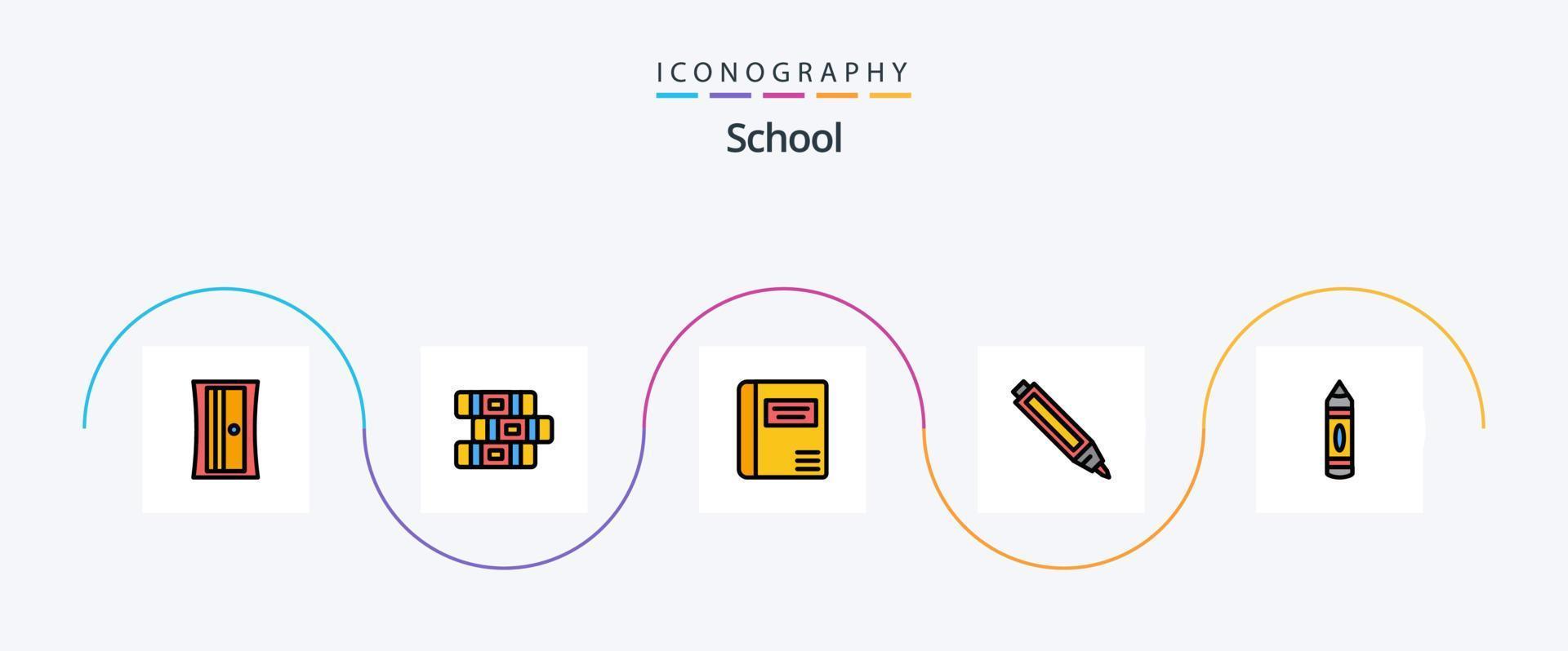 school- lijn gevulde vlak 5 icoon pak inclusief . potlood. medisch boek. onderwijs. potlood vector