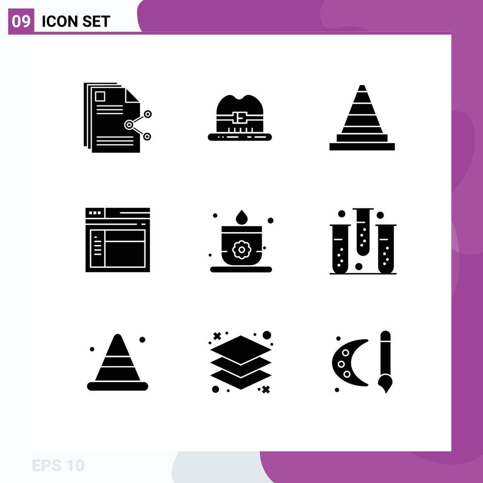 solide glyph pak van 9 universeel symbolen van sauna website ijshoorntje web internet bewerkbare vector ontwerp elementen