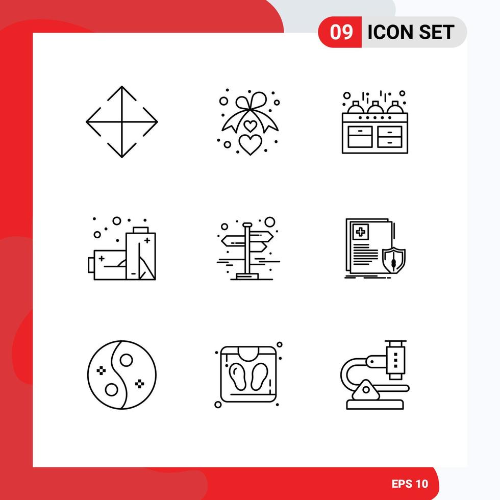 9 creatief pictogrammen modern tekens en symbolen van links Rechtsaf richting waterkoker stad gas- bewerkbare vector ontwerp elementen