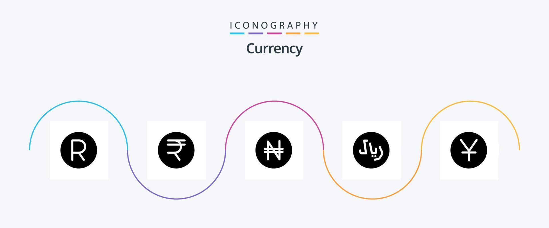 valuta glyph 5 icoon pak inclusief . contant geld . financiën. rayal . Nigeria vector