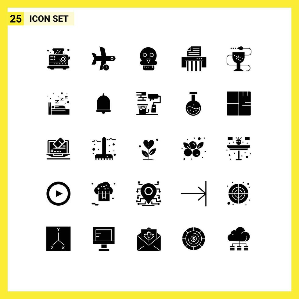 pictogram reeks van 25 gemakkelijk solide glyphs van geschiktheid shredder vervoer papier Mens bewerkbare vector ontwerp elementen