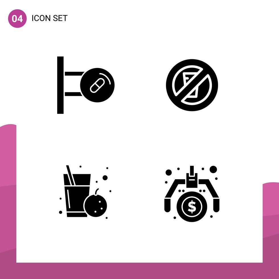 pictogram reeks van 4 gemakkelijk solide glyphs van medisch sap geneeskunde Nee water Gezondheid bewerkbare vector ontwerp elementen