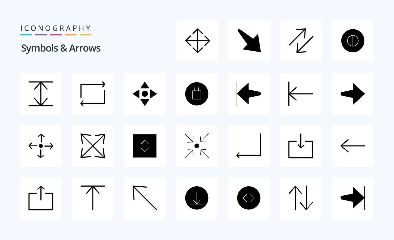 25 symbolen pijlen solide glyph icoon pak vector