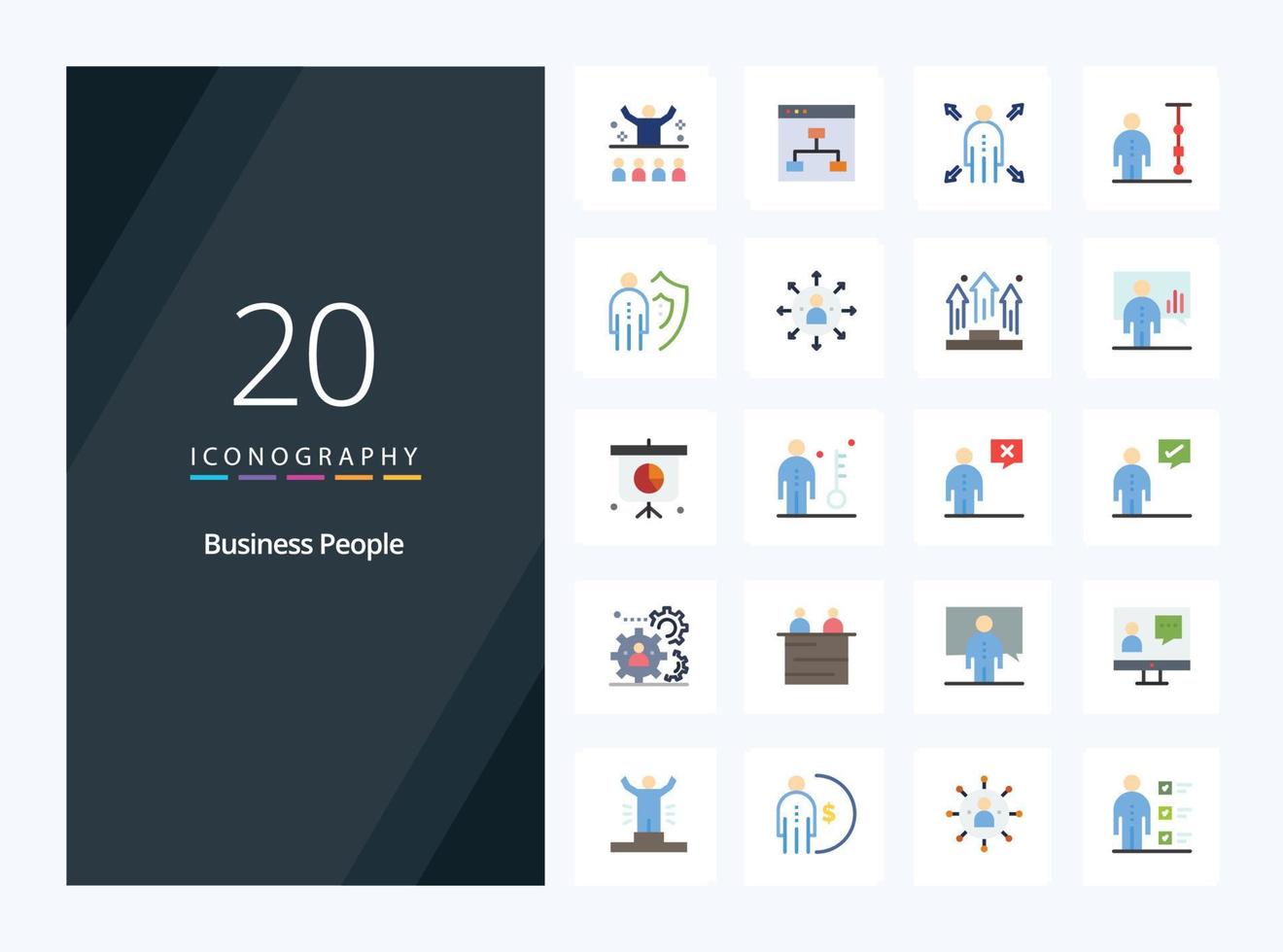 20 bedrijf mensen vlak kleur icoon voor presentatie vector