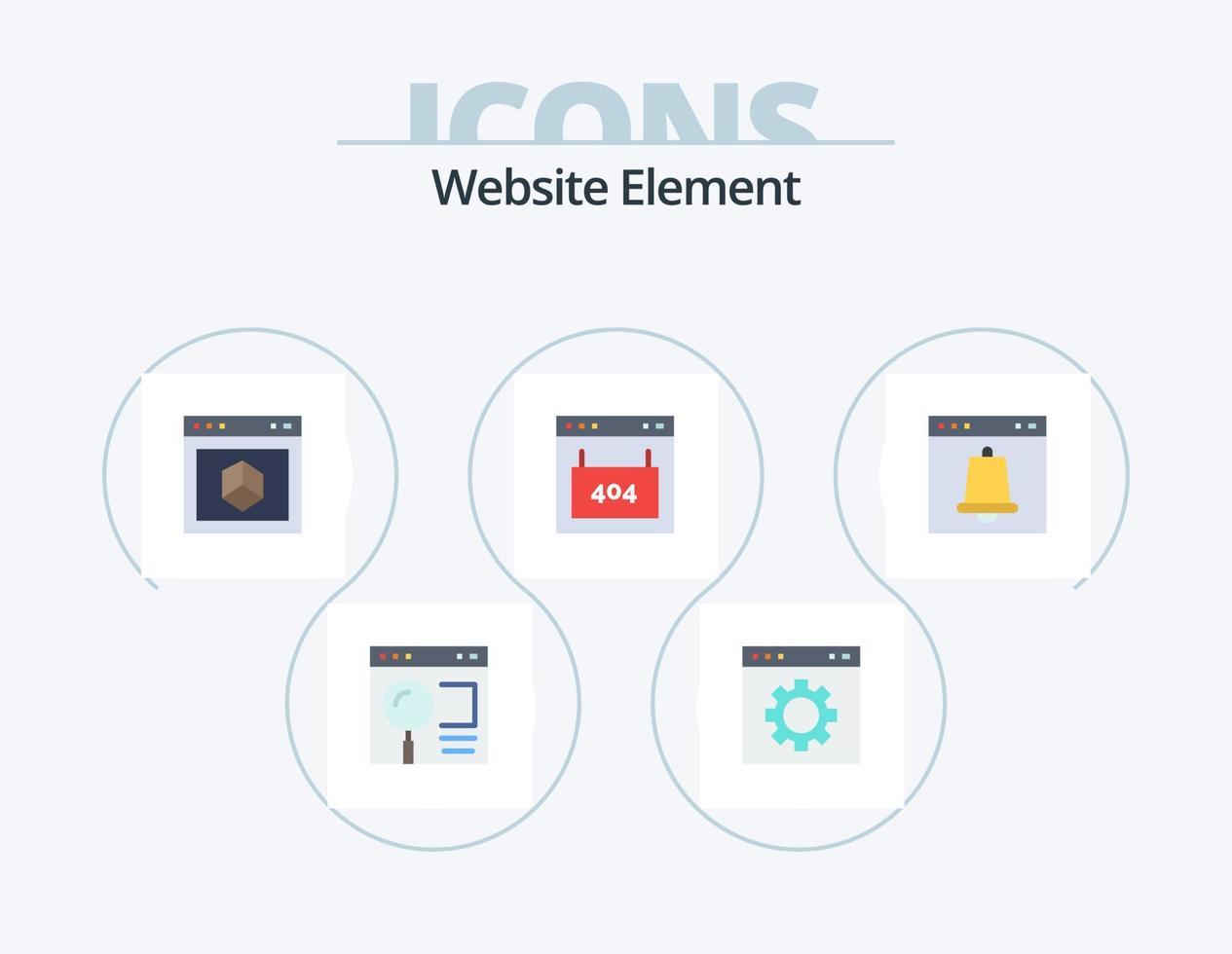 website element vlak icoon pak 5 icoon ontwerp. koppel. browser. bladzijde. plaats. element vector