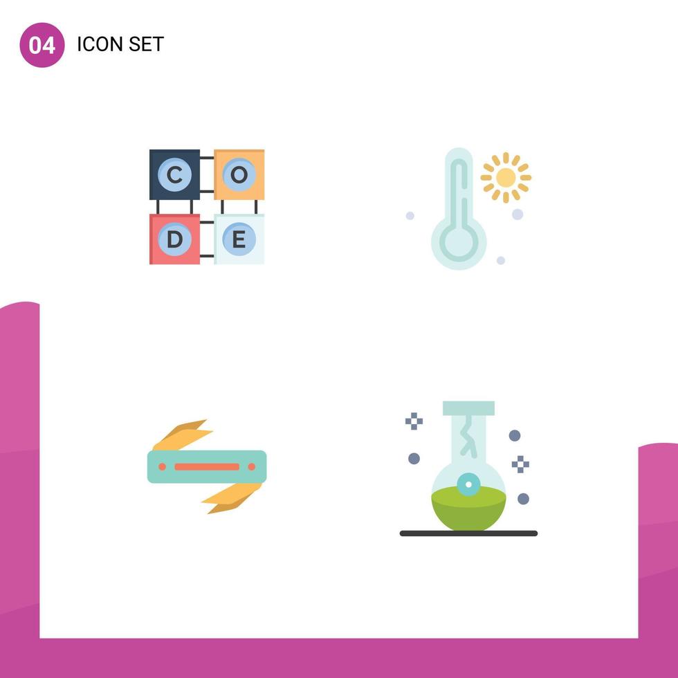 modern reeks van 4 vlak pictogrammen en symbolen zo net zo code scherp onderwijs weer fles bewerkbare vector ontwerp elementen