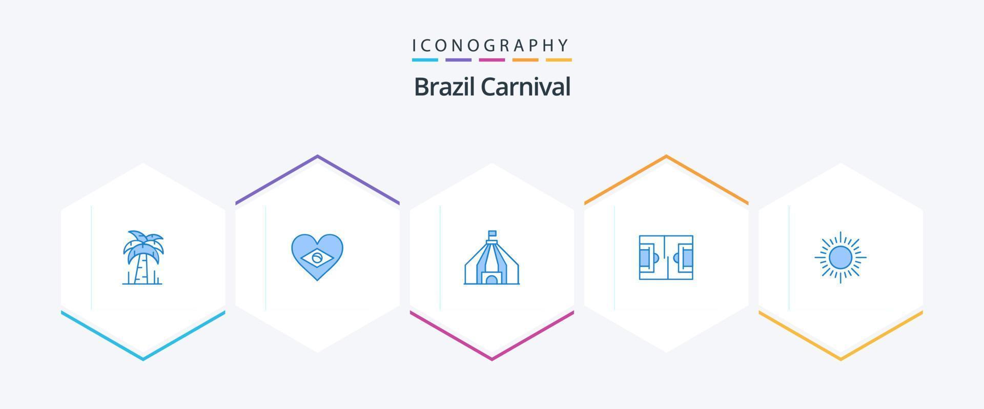 Brazilië carnaval 25 blauw icoon pak inclusief . zonsopkomst. tent. zon. sport- vector