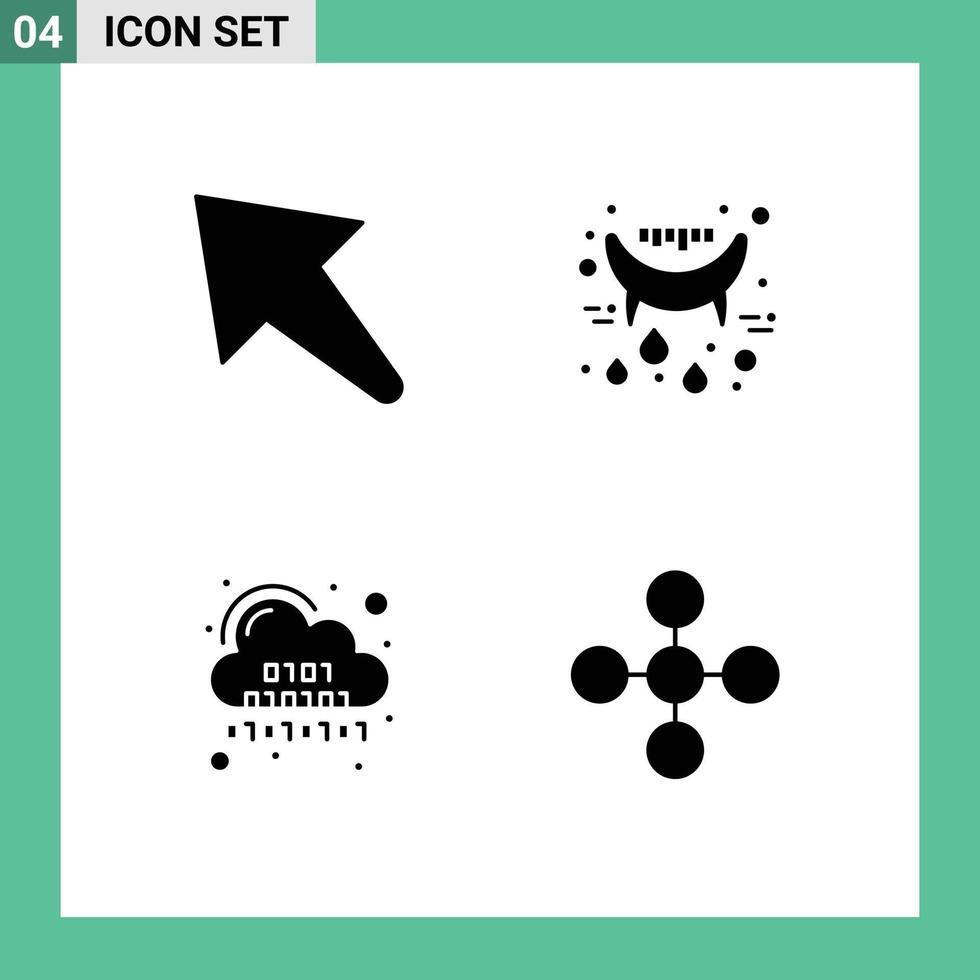 universeel icoon symbolen groep van 4 modern solide glyphs van pijl code halloween vampier server bewerkbare vector ontwerp elementen