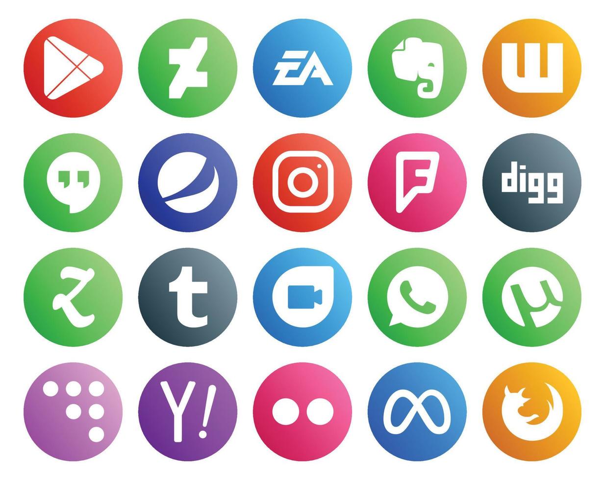 20 sociaal media icoon pak inclusief utorrent google duo hangouts tumblr graven vector