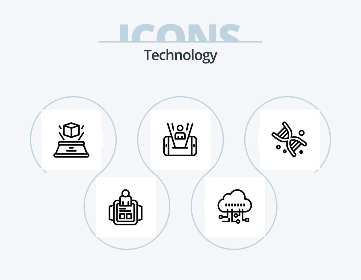 technologie lijn icoon pak 5 icoon ontwerp. technologie. mobiel. computergebruik. hardware. computer vector