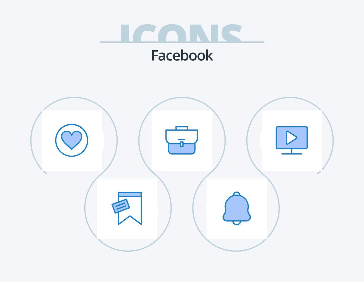 facebook blauw icoon pak 5 icoon ontwerp. computer. naaizakje. liefde. koffer. zak vector