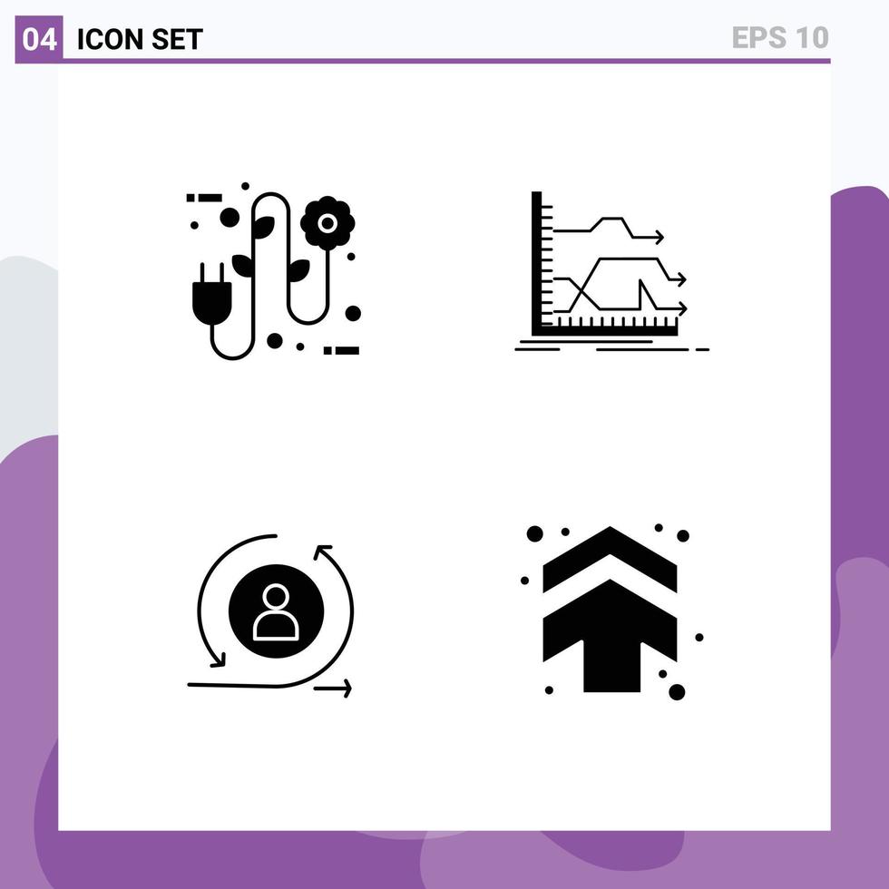 universeel icoon symbolen groep van 4 modern solide glyphs van eco terugkeren elektricien diagram terugkeren bezoeker bewerkbare vector ontwerp elementen