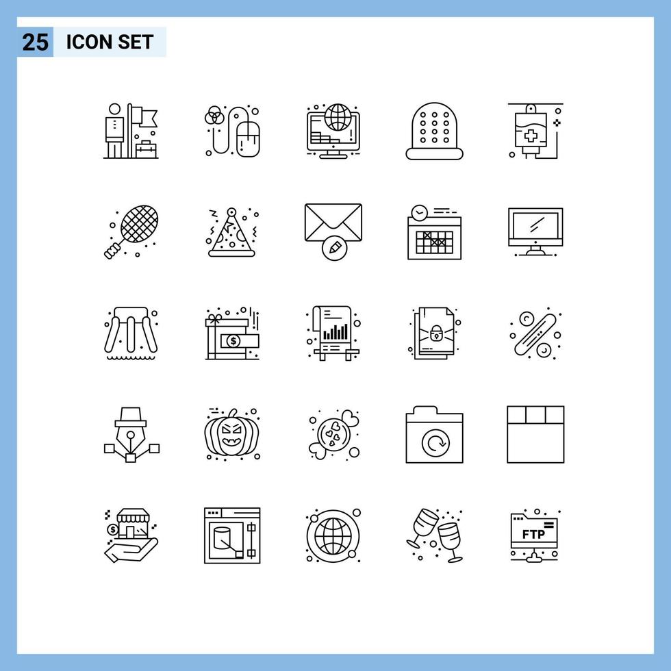 voorraad vector icoon pak van 25 lijn tekens en symbolen voor bal ziekenhuis investering gezondheidszorg naaien bewerkbare vector ontwerp elementen